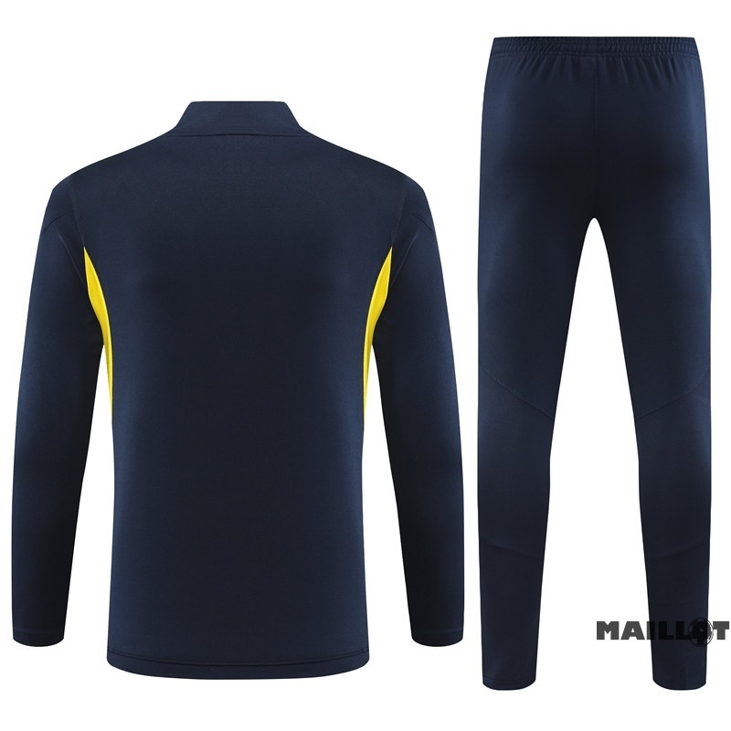 Foot Maillot Pas Cher Ensemble Complet Sudadera Entrainement Real Madrid Enfant 2023 2024 Bleu Marine Jaune