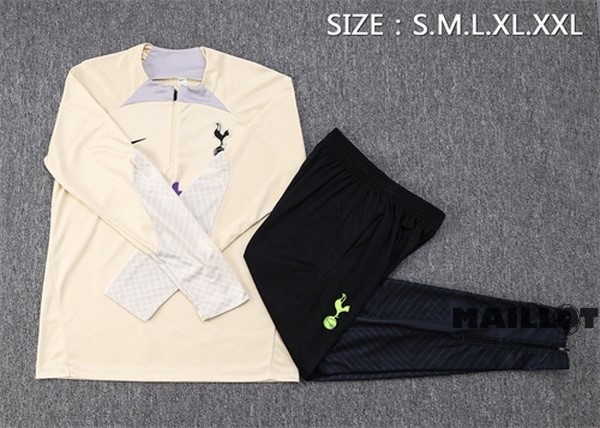 Foot Maillot Pas Cher Ensemble Complet Sudadera Entrainement Tottenham Hotspur 2022 2023 Blanc I Jaune Noir