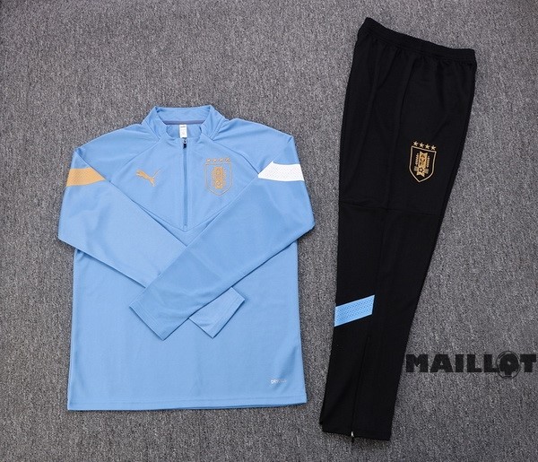 Foot Maillot Pas Cher Ensemble Complet Sudadera Entrainement Uruguay 2022 Bleu Noir