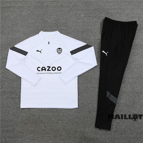 Foot Maillot Pas Cher Ensemble Complet Sudadera Entrainement Valencia 2022 2023 Blanc Noir