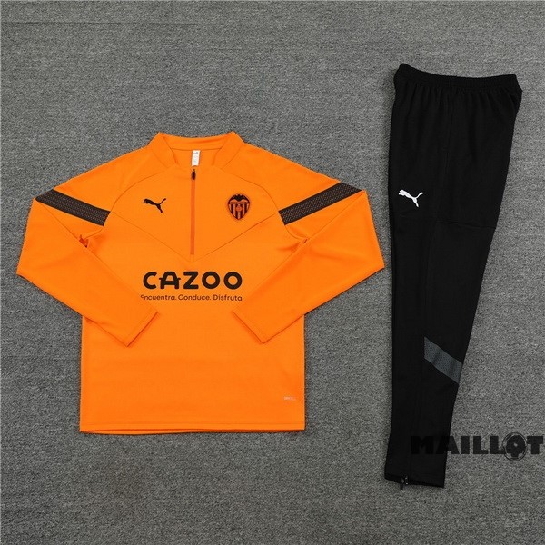 Foot Maillot Pas Cher Ensemble Complet Sudadera Entrainement Valencia 2022 2023 Orange Noir