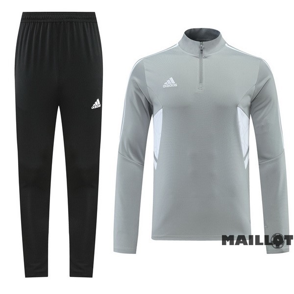 Foot Maillot Pas Cher Ensemble Complet Sudadera Entrainement adidas 2022 2023 Gris Noir