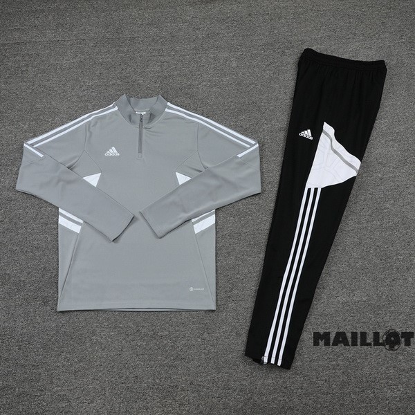 Foot Maillot Pas Cher Ensemble Complet Sudadera Entrainement adidas 2022 2023 Gris Noir