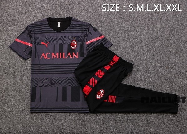 Foot Maillot Pas Cher Entrainement Ensemble Complet AC Milan 2022 2023 Gris I Noir