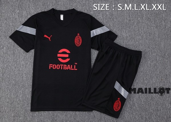 Foot Maillot Pas Cher Entrainement Ensemble Complet AC Milan 2022 2023 Noir Gris