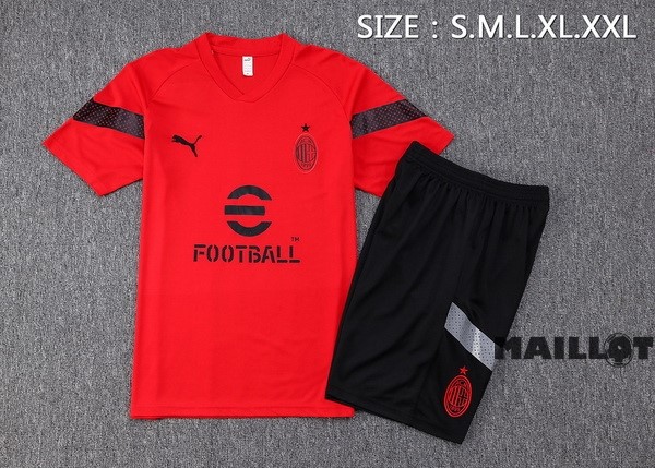 Foot Maillot Pas Cher Entrainement Ensemble Complet AC Milan 2022 2023 Rouge II Noir