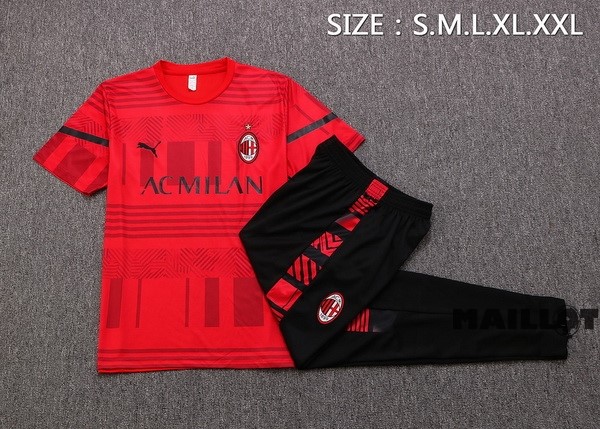 Foot Maillot Pas Cher Entrainement Ensemble Complet AC Milan 2022 2023 Rouge I Noir