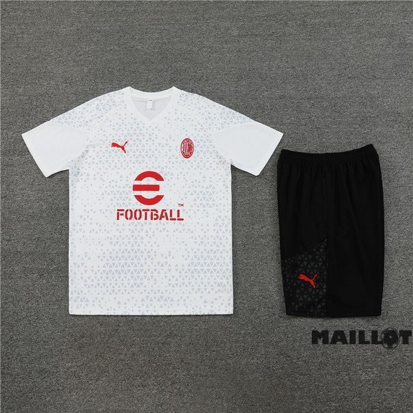 Foot Maillot Pas Cher Entrainement Ensemble Complet AC Milan 2023 2024 Blanc I Noir