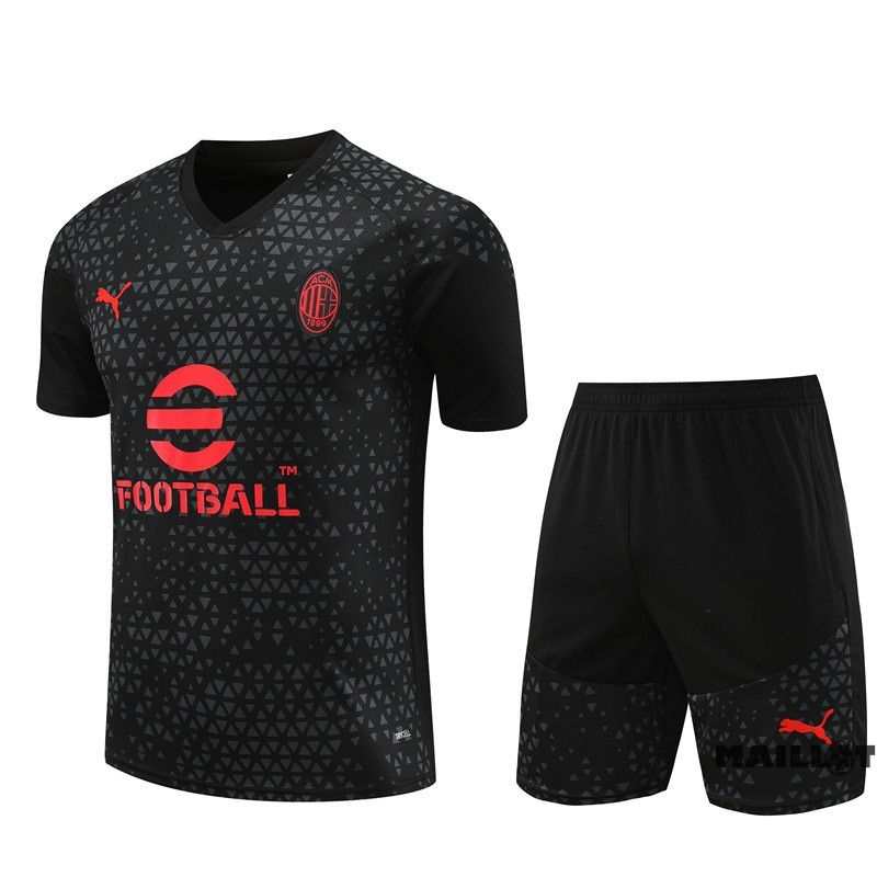 Foot Maillot Pas Cher Entrainement Ensemble Complet AC Milan 2023 2024 Noir I Rouge