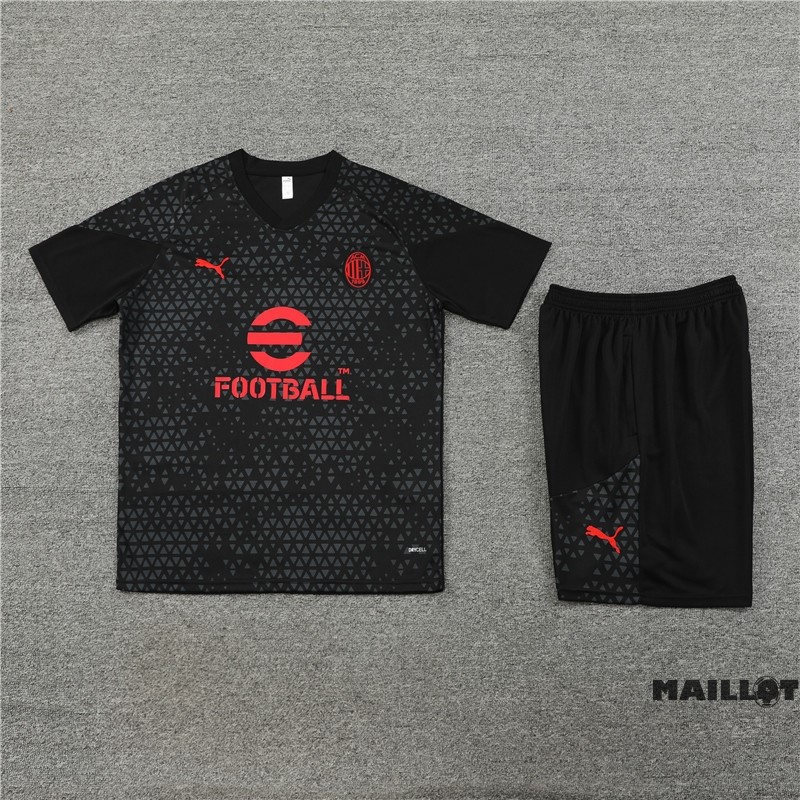 Foot Maillot Pas Cher Entrainement Ensemble Complet AC Milan 2023 2024 Noir I Rouge