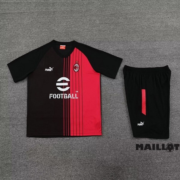 Foot Maillot Pas Cher Entrainement Ensemble Complet AC Milan 2023 2024 Noir Rouge