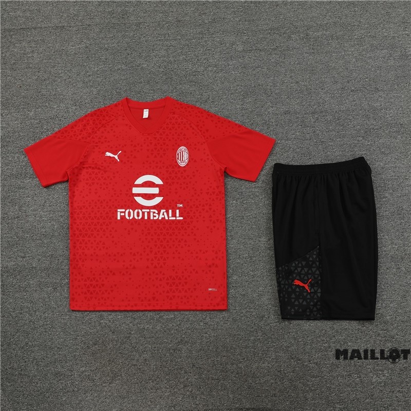 Foot Maillot Pas Cher Entrainement Ensemble Complet AC Milan 2023 2024 Rouge Noir