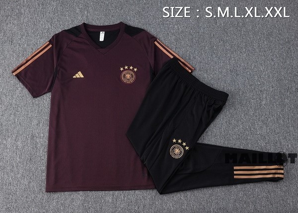 Foot Maillot Pas Cher Entrainement Ensemble Complet Allemagne 2022 Bordeaux Noir