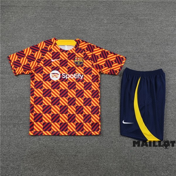 Foot Maillot Pas Cher Entrainement Ensemble Complet Barcelona 2023 2024 Orange Bleu