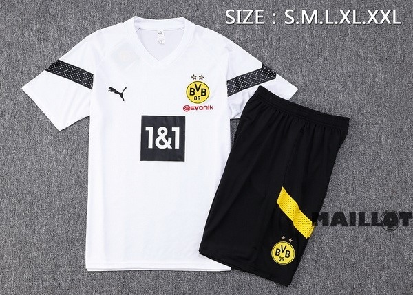 Foot Maillot Pas Cher Entrainement Ensemble Complet Borussia Dortmund 2022 2023 Blanc Noir