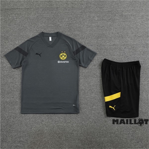 Foot Maillot Pas Cher Entrainement Ensemble Complet Borussia Dortmund 2022 2023 Gris II Noir