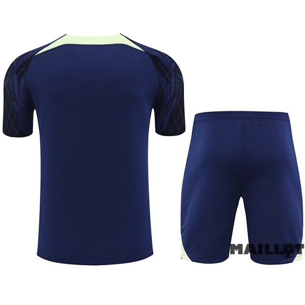 Foot Maillot Pas Cher Entrainement Ensemble Complet Brésil 2022 Bleu Marine II Vert