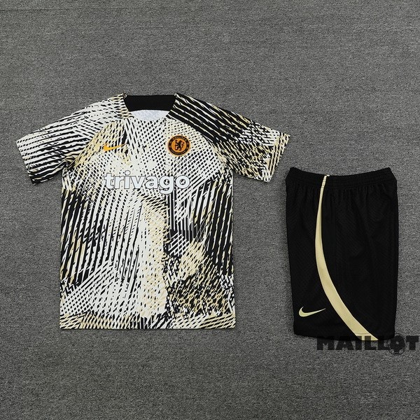 Foot Maillot Pas Cher Entrainement Ensemble Complet Chelsea 2023 2024 Jaune Noir