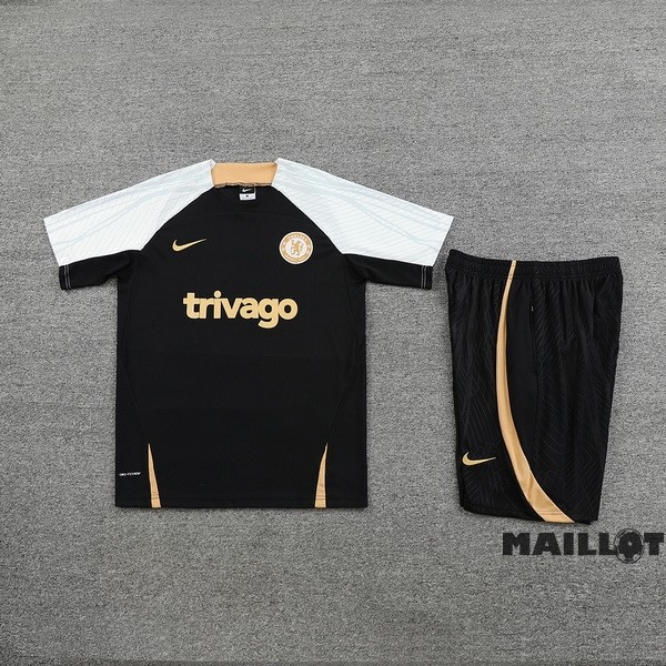 Foot Maillot Pas Cher Entrainement Ensemble Complet Chelsea 2023 2024 Noir Blanc