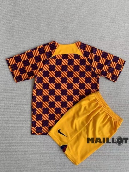 Foot Maillot Pas Cher Entrainement Ensemble Complet Enfant Barcelona 2023 2024 Orange Jaune