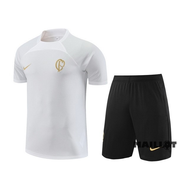 Foot Maillot Pas Cher Entrainement Ensemble Complet Enfant Corinthians Paulista 2023 2024 Blanc I Noir