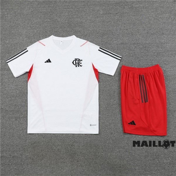 Foot Maillot Pas Cher Entrainement Ensemble Complet Enfant Flamengo 2023 2024 Blanc Rouge