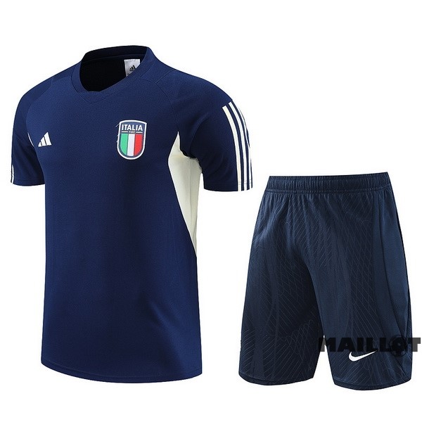 Foot Maillot Pas Cher Entrainement Ensemble Complet Enfant Italie 2023 Bleu Marine