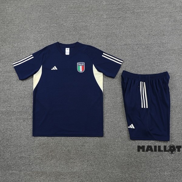 Foot Maillot Pas Cher Entrainement Ensemble Complet Enfant Italie 2023 Bleu Marine