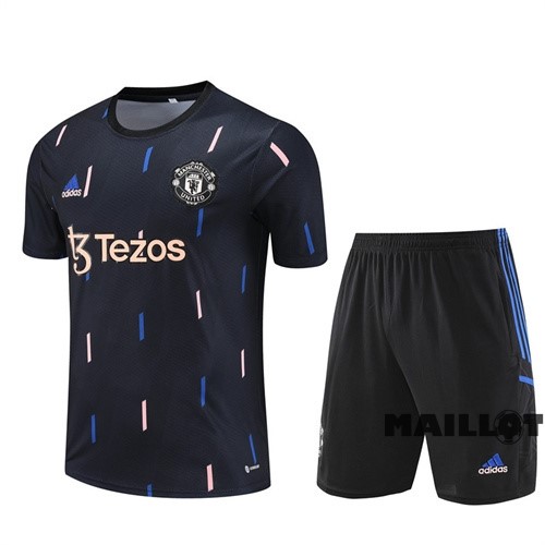 Foot Maillot Pas Cher Entrainement Ensemble Complet Enfant Manchester United 2022 2023 Bleu Noir