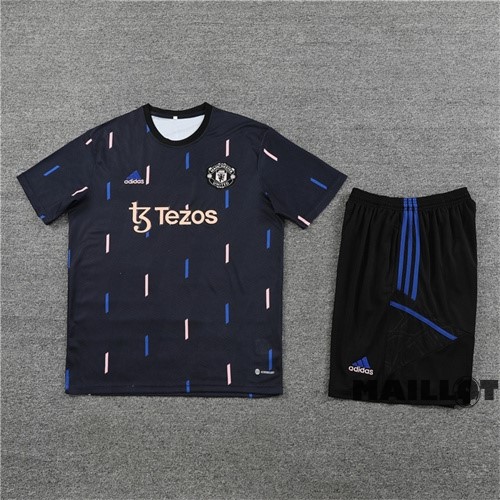 Foot Maillot Pas Cher Entrainement Ensemble Complet Enfant Manchester United 2022 2023 Bleu Noir