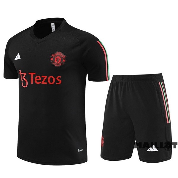 Foot Maillot Pas Cher Entrainement Ensemble Complet Enfant Manchester United 2022 2023 Noir Rouge