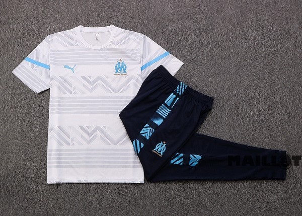 Foot Maillot Pas Cher Entrainement Ensemble Complet Enfant Marsella 2022 2023 Blanc I Bleu