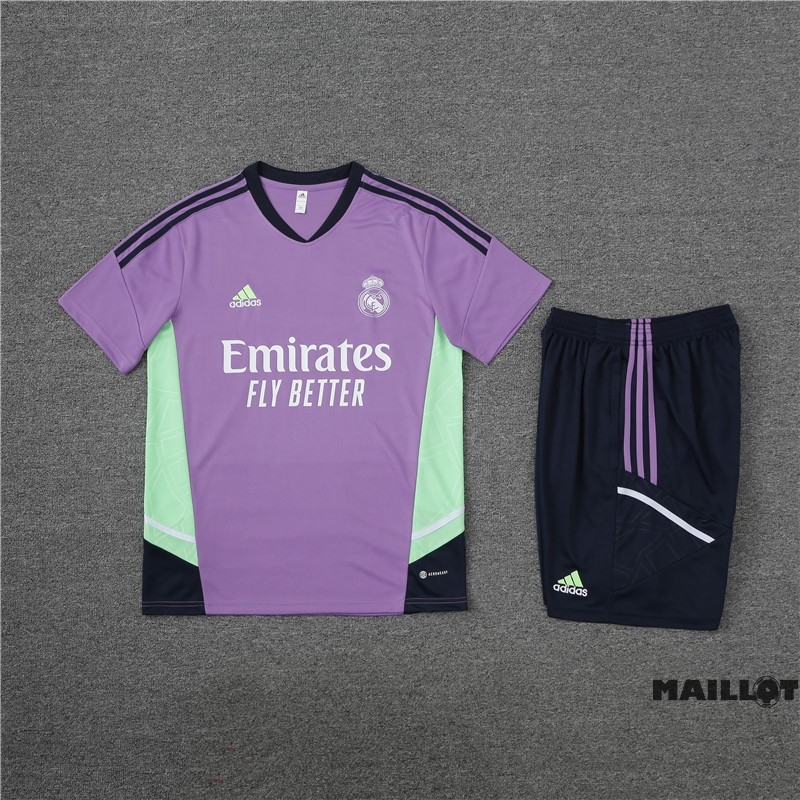 Foot Maillot Pas Cher Entrainement Ensemble Complet Enfant Real Madrid 2022 2023 Purpura Noir