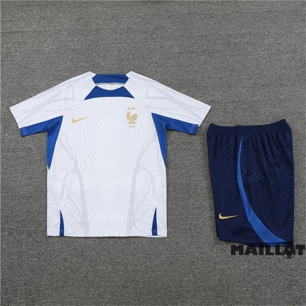 Foot Maillot Pas Cher Entrainement Ensemble Complet France 2022 Blanc II Bleu