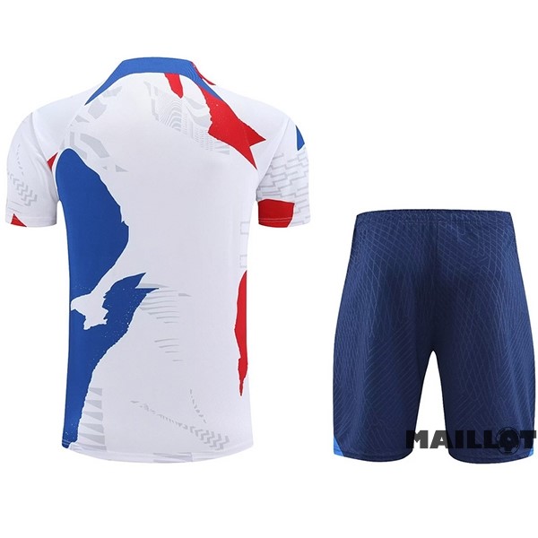 Foot Maillot Pas Cher Entrainement Ensemble Complet France 2023 Blanc Bleu
