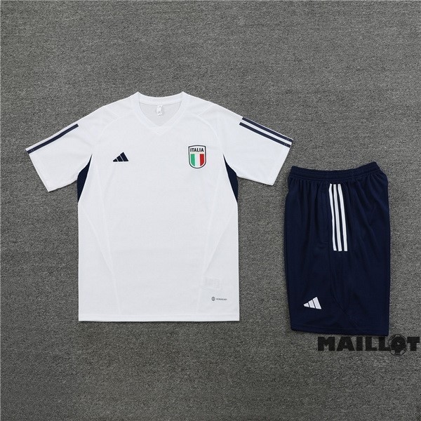 Foot Maillot Pas Cher Entrainement Ensemble Complet Italie 2023 Blanc Bleu Marine