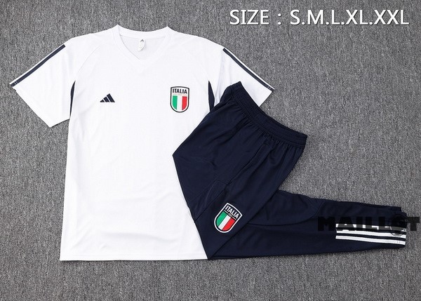 Foot Maillot Pas Cher Entrainement Ensemble Complet Italie 2023 Blanc I Bleu Marine