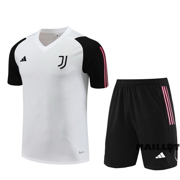 Foot Maillot Pas Cher Entrainement Ensemble Complet Juventus 2023 2024 Blanc Noir Rose