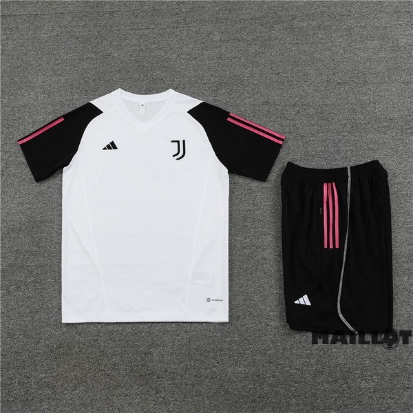 Foot Maillot Pas Cher Entrainement Ensemble Complet Juventus 2023 2024 Blanc Noir Rose