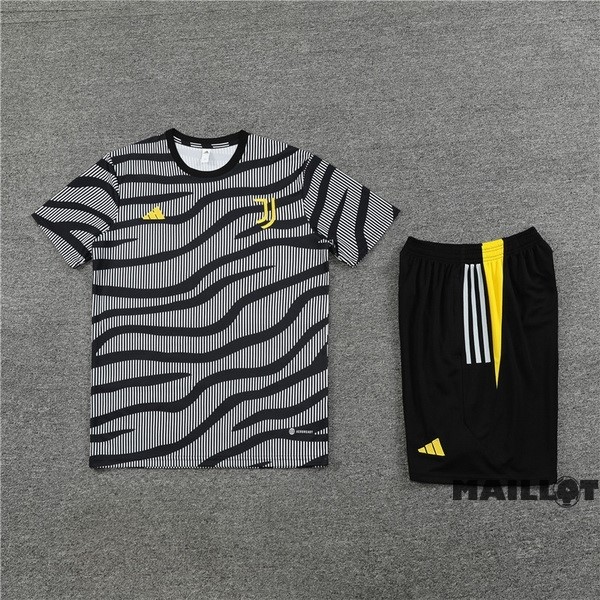 Foot Maillot Pas Cher Entrainement Ensemble Complet Juventus 2023 2024 Gris Noir Jaune
