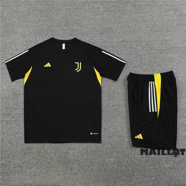 Foot Maillot Pas Cher Entrainement Ensemble Complet Juventus 2023 2024 Noir Jaune