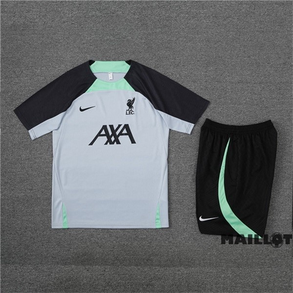 Foot Maillot Pas Cher Entrainement Ensemble Complet Liverpool 2023 2024 Gris Vert Noir