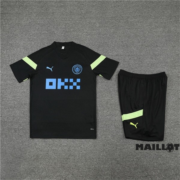 Foot Maillot Pas Cher Entrainement Ensemble Complet Manchester City 2022 2023 Noir II Vert