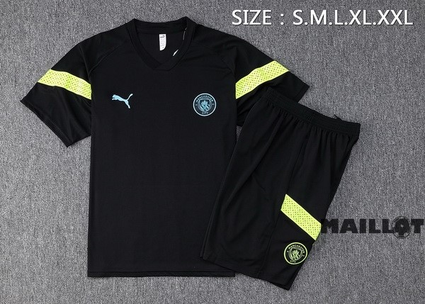 Foot Maillot Pas Cher Entrainement Ensemble Complet Manchester City 2022 2023 Noir Vert