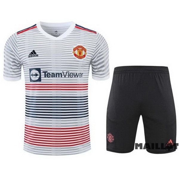 Foot Maillot Pas Cher Entrainement Ensemble Complet Manchester United 2022 2023 Blanc Noir