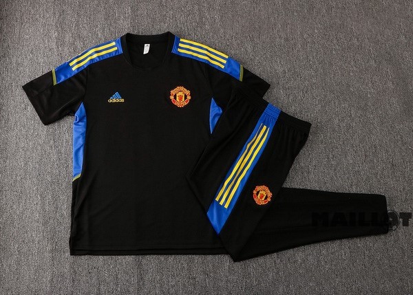 Foot Maillot Pas Cher Entrainement Ensemble Complet Manchester United 2022 2023 Noir Bleu Jaune