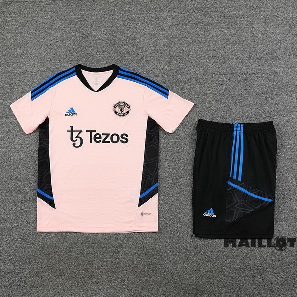 Foot Maillot Pas Cher Entrainement Ensemble Complet Manchester United 2023 2024 Rose Noir