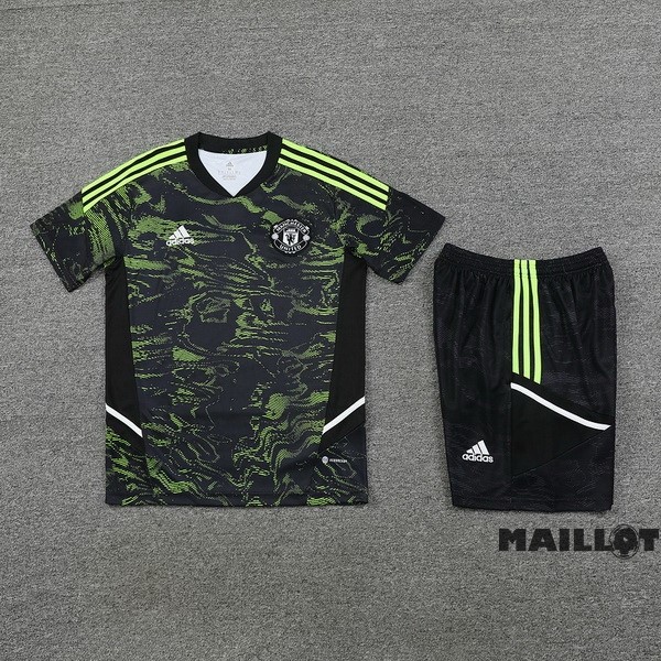 Foot Maillot Pas Cher Entrainement Ensemble Complet Manchester United 2023 2024 Vert Noir