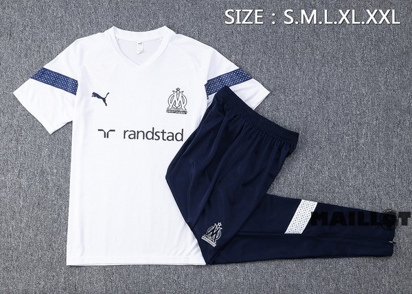 Foot Maillot Pas Cher Entrainement Ensemble Complet Marsella 2022 2023 Blanc II Bleu
