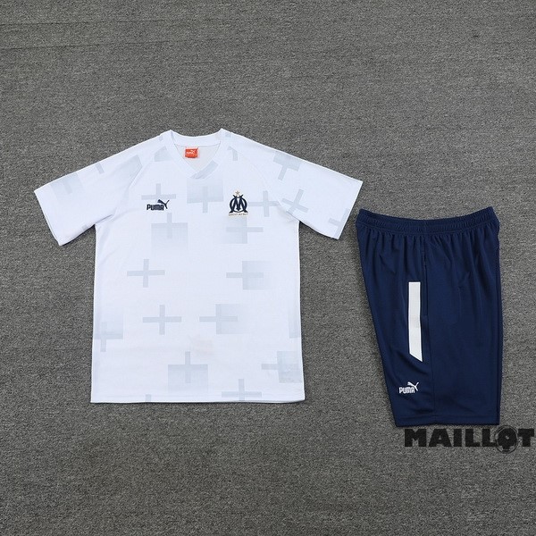 Foot Maillot Pas Cher Entrainement Ensemble Complet Marsella 2023 2024 Blanc Bleu